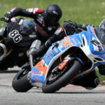Sebastien Tremblay (24) will carry the Economy Lube Pro Sport Bike championship lead into round two at Grand Bend, but won’t have to contend with rival Ben Young (86) this time around. Photo by Rob O’Brien, courtesy CSBK.
