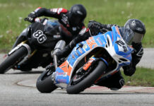 Sebastien Tremblay (24) will carry the Economy Lube Pro Sport Bike championship lead into round two at Grand Bend, but won’t have to contend with rival Ben Young (86) this time around. Photo by Rob O’Brien, courtesy CSBK.