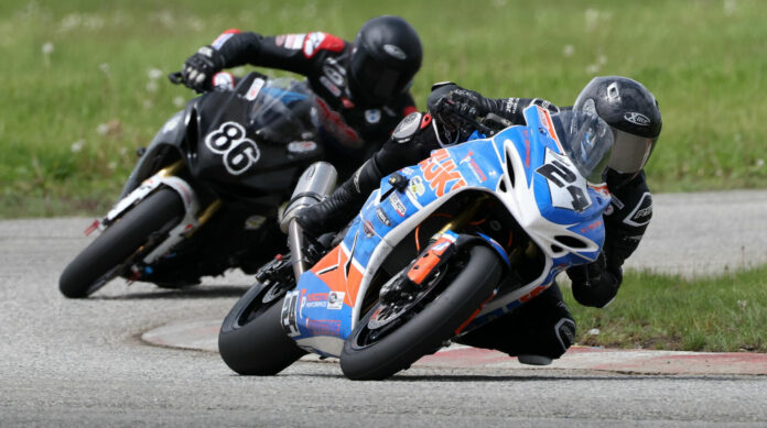 Sebastien Tremblay (24) will carry the Economy Lube Pro Sport Bike championship lead into round two at Grand Bend, but won’t have to contend with rival Ben Young (86) this time around. Photo by Rob O’Brien, courtesy CSBK.