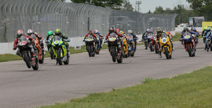 Only two points separate Mathew Scholtz (11) and PJ Jacobsen (15) in the Supersport title chase heading into Ridge Motorsports Park, June 28-30. Tyler Scott (70) is fifth in the point standings and is the only rider other than Scholtz and Jacobsen to win a Supersport race so far in 2024. Photo by Brian J. Nelson.