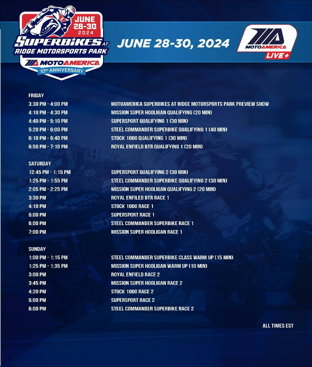 MotoAmerica How To Watch All The Action From "The Ridge" Roadracing