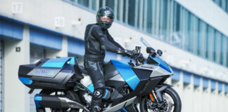 Kawasaki's Ninja H2-based hydrogen-fueled prototype motorcycle. Photo courtesy Kawasaki.
