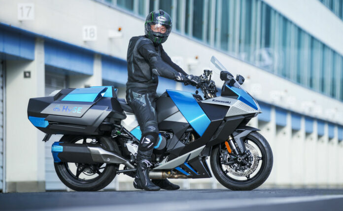 Kawasaki's Ninja H2-based hydrogen-fueled prototype motorcycle. Photo courtesy Kawasaki.