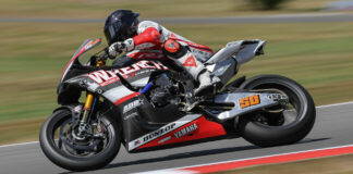 Wrench Motorcycles' Bobby Fong (50) continues to lead the 2024 MotoAmerica Steel Commander Superbike Championship point standings. Photo by Brian J. Nelson.