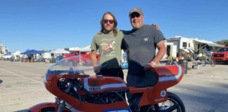 Carl Anderson (right) with Colton Roberts (left) at the Barber Vintage Festival in 2022. Photo by Jacinda Roberts, courtesy AHRMA.