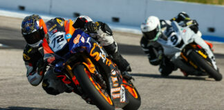 Ben Gloddy (72) leads Eli Block (9) at New Hampshire Motor Speedway. Photo by Sam Draiss, courtesy NEMRR.