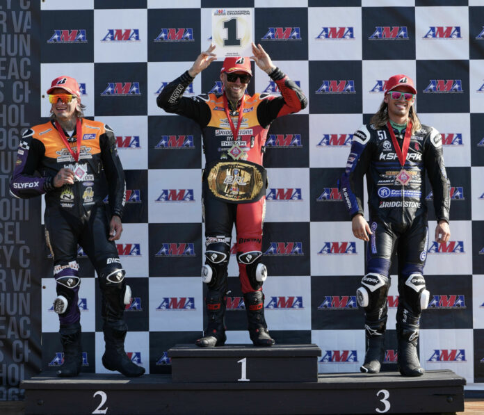 Race winner Cody Gilmore (center), runner-up Arnie Wells (left), and third-place finisher Jake Masters (right). Photo by @following_sj, courtesy BRL.