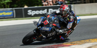 Larry Pegram (73), as seen riding a Tytlers Cycle Racing BMW in Stock 1000 at Road America in 2022. Photo by Brian J. Nelson.