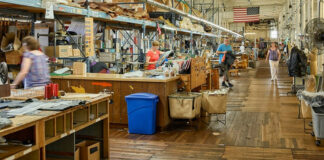 The Vanson Leathers factory floor circa 2020. Photo courtesy Vanson Leathers.