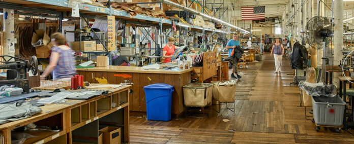 The Vanson Leathers factory floor circa 2020. Photo courtesy Vanson Leathers.