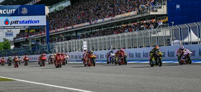 The start of the MotoGP Sprint race in Thailand in 2023. Photo courtesy Dorna.