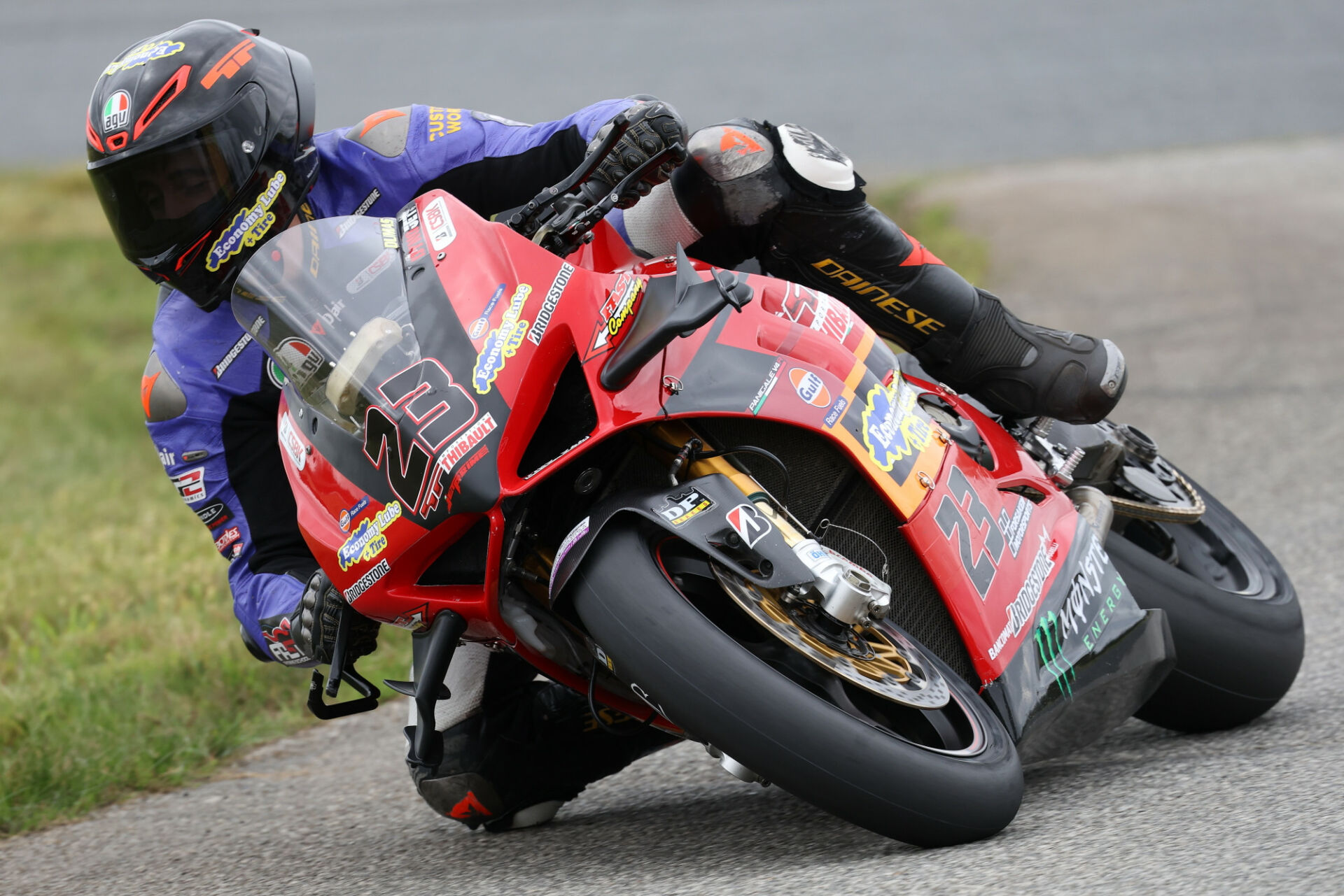 Pole position for the final round of the 2024 CSBK season went to Alex Dumas (23) after the Ducati rider topped BS Battery Pole Position qualifying Friday at Shannonville Motorsport Park. Photo by Rob O'Brien, courtesy CSBK.