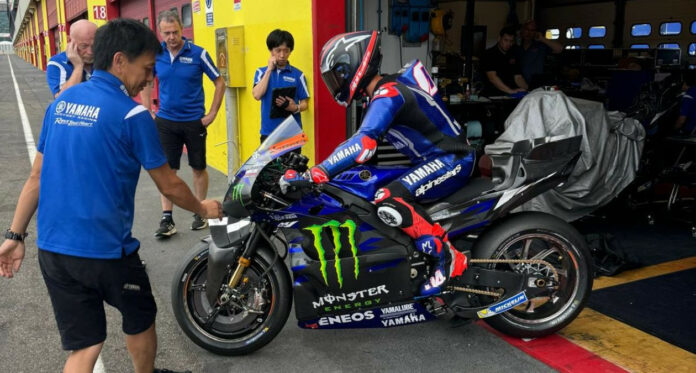 Andrea Dovizioso testing a Yamaha YZR-M1 a few weeks ago at Mugello. Photo courtesy Yamaha.