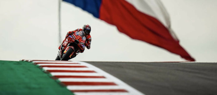 Marc Marquez heads FP2 in Texas. Photo courtesy Ducati Corse Team.