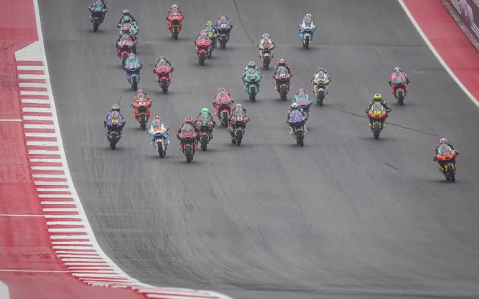 Moto2 race start at COTA. Photo courtesy Dorna.