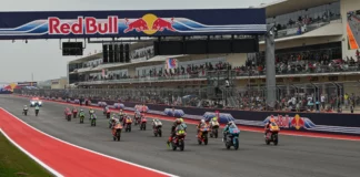 Moto3 race start in Texas. Photo courtesy Dorna.