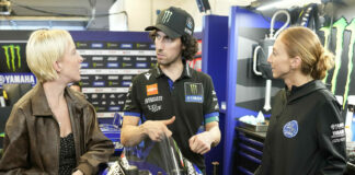 Sonya Lloyd with Alex Rins during the Red Bull Grand Prix of the Americas. Photo courtesy WorldWCR.