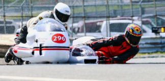 USCRA sidecar team Brian & Rachel Woods (#296). Photo courtesy Scott Hussey.
