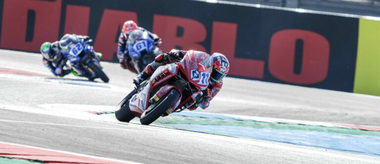Bo Bendsneyder (11), Can Oncu (61) and Stefano Manzi (62) during Race 1 At Assen. Photo courtesy Dorna.