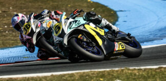 Maria Herrera (6) and Beatriz Neila (36) fighting until last corner during race 1 at Assen. Photo courtesy Dorna.