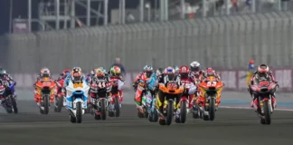 Moto2 race start at Doha, in Qatar. Photo courtesy Dorna.