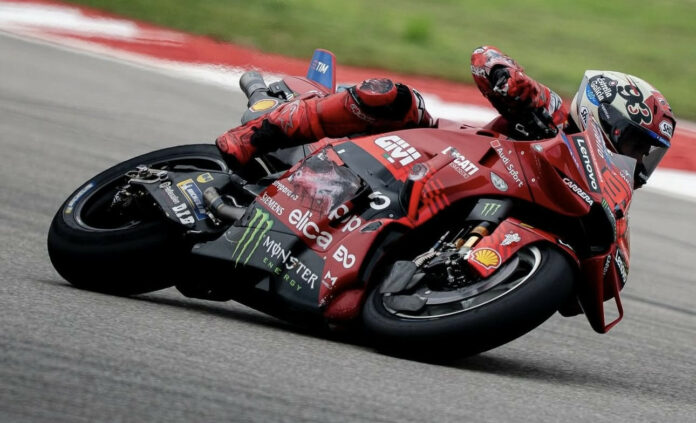 Marc Marquez fastest this morning aboard his Ducati Desmosedici GP25 in Qatar. Photo courtesy Ducati Corse.