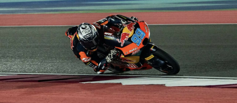 Jose Antonio Rueda in action at Doha during FP2. Photo courtesy Red Bull KTM Ajo.