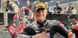 Manuel Gonzalez in Parc Fermé after his pole position in Qatar. Photo courtesy IntactGP Team.