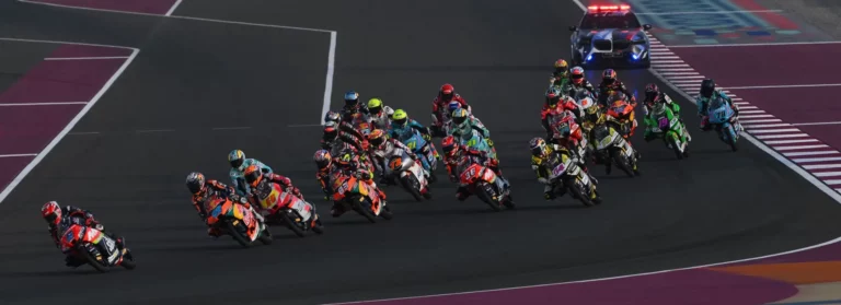 Moto3 race start at Doha, in Qatar. Photo courtesy Dorna.