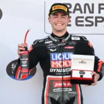 Manuel Gonzalez in parc fermé after taking pole position. Photo courtesy Dorna.