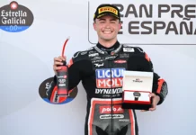 Manuel Gonzalez in parc fermé after taking pole position. Photo courtesy Dorna.