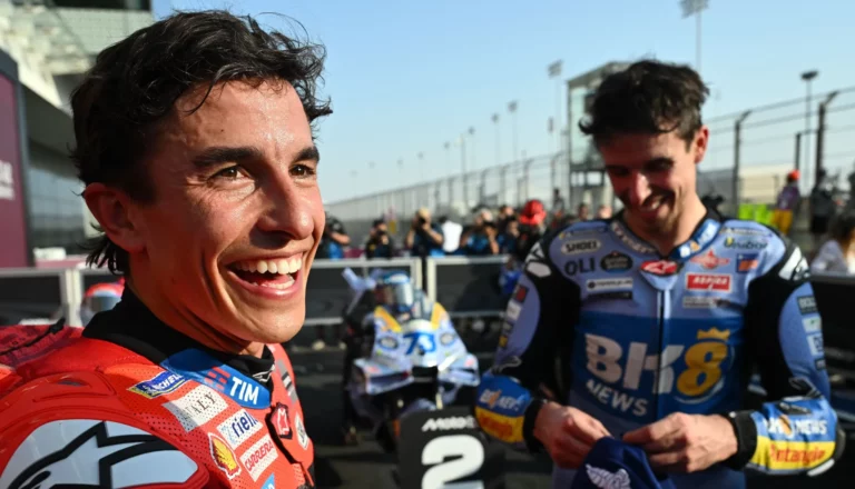 Marc Marquez P1 and Alex Marques P2 during Q2. Photo courtesy Dorna.