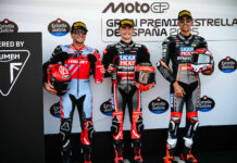 Podium picture, from left to right, Arenas, Gonzalez and Agius. Photo courtesy Pirelli Moto.