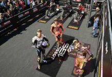 Razgatlioglu, Bulega and Petrucci in parc fermé after the Tissot Superpole. Photo courtesy Dorna.