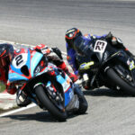 Setting the outright pace at Shannonville’s Canadian season opener were the BMWs of No. 2 Samuel Guerin and No. 23 Alex Dumas – both won races. Photo by Colin Fraser.