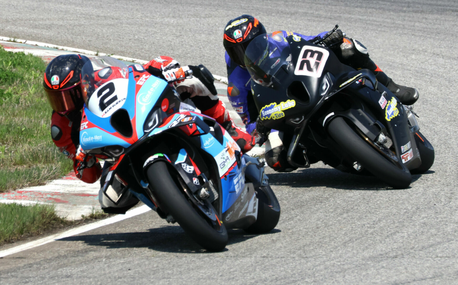 Setting the outright pace at Shannonville’s Canadian season opener were the BMWs of No. 2 Samuel Guerin and No. 23 Alex Dumas – both won races. Photo by Colin Fraser.
