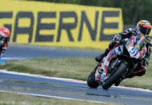 Lucas Mahias (94), Jaume Masia (51) and Can Oncu (61) during World Supersport race. Photo courtesy Dorna.