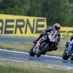 Lucas Mahias (94), Jaume Masia (51) and Can Oncu (61) during World Supersport race. Photo courtesy Dorna.