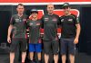 Mikey Lou Sanchez (second from left) poses with his new team, from left to right, Ricardo Rama (Team Assistant Manager), Alessandro Casinari (Team Owner) and Nico Ferreira (Sporting Manager). Photo courtesy Trinity Richardson Sanchez.