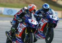 Teammates Owen Williams (13) and Torin Collins (71) at Road Atlanta. Photo courtesy Brian J Nelson.