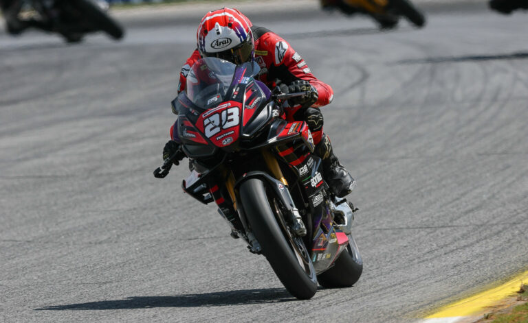 Cory Ventura on his PS2 Racing Aprilia RSV4 1100 at Road Atlanta. Photo courtesy Brian J Nelson
