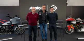 Harley-Davidson and MotoGP™ announce new global racing series launching in 2026, from left to the right, with Carmelo Ezpeleta, Jochen Zeitz and Carlos Ezpeleta.