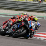 Razgatlioglu (1), Bulega (11) and Bautista (19) during Race 2 at Cremona. Photo courtesy Dorna.