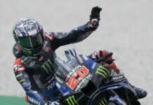 Fabio Quartararo greeting French fans after his great P.2 during the practice session this afternoon. Photo courtesy Monster Energy Yamaha Team.