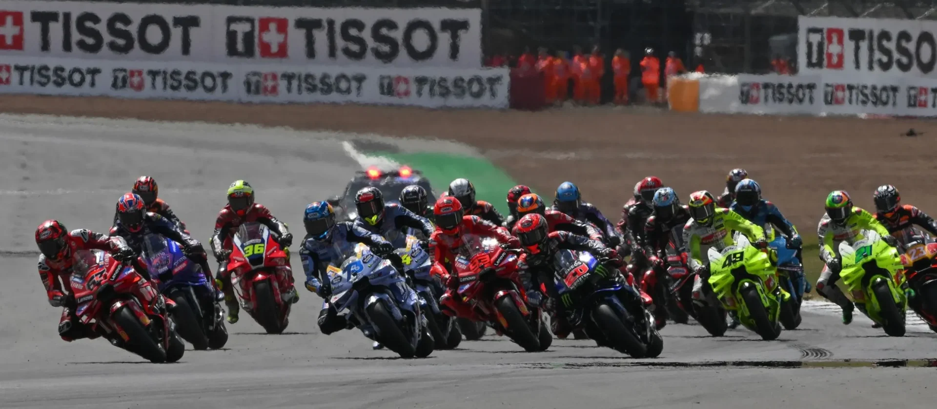MotoGP race start at Silverstone. Photo courtesy Dorna.