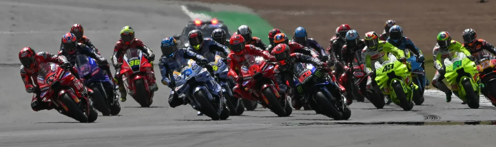 MotoGP race start at Silverstone. Photo courtesy Dorna.