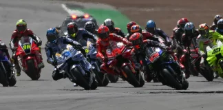 MotoGP race start at Silverstone. Photo courtesy Dorna.