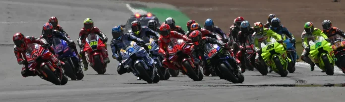 MotoGP race start at Silverstone. Photo courtesy Dorna.