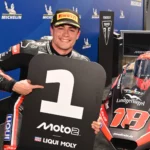 Manuel Gonzalez in parc fermé after earning pole position in France. Photo courtesy Dorna.