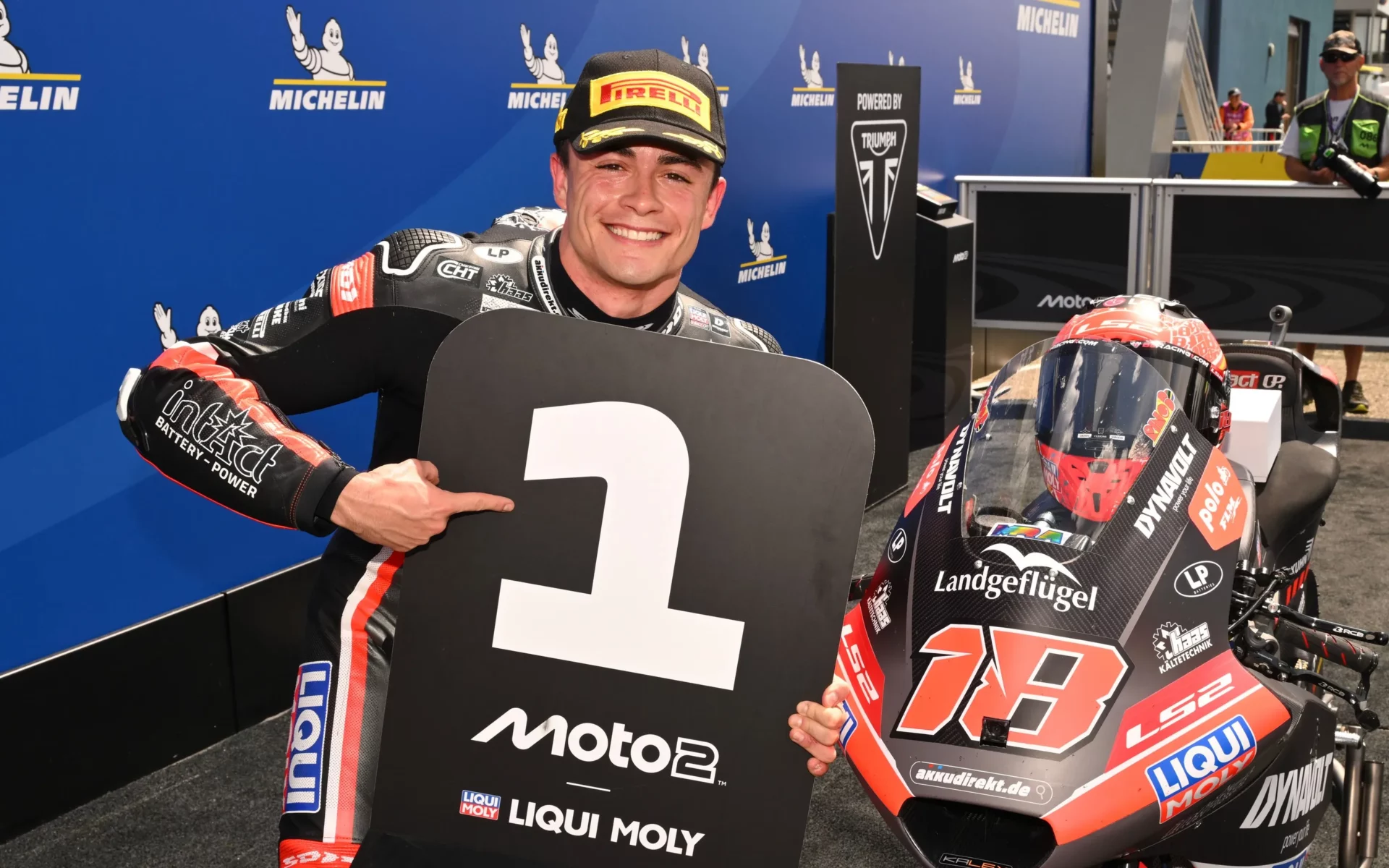 Manuel Gonzalez in parc fermé after earning pole position in France. Photo courtesy Dorna.